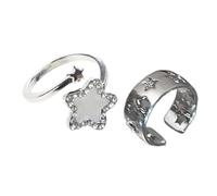 Anillo abierto simple punk, anillo ajustable de pentagrama para nudillos, joyería de regalo