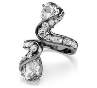 Anillo abierto The Vienna Collection, Pluma, Blanco, Baño de rutenio 55