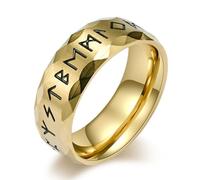 Anillo acero inoxidable con runas vikingas nórdicas, anillo vikingo vintage con runas para hombre y mujer.