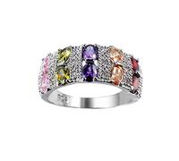 Anillo adaptador de lente plateado plata esterlina simulada apilable bandas de anillo para mujeres anillo de zircon tamaño 6 10 anillos geniales, 7, Cobre, Sin piedras preciosas