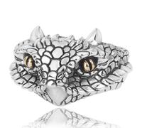 Anillo ajustable abierto de plata de ley S925 con forma de serpiente para hombre, accesorios de joyería vintage hechos a mano con animales.