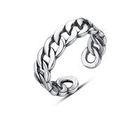 Anillo ajustable abierto de plata de ley S925, estilo punk/hip hop, joyería para uso diario.