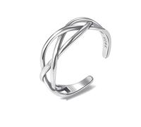 Anillo ajustable abierto de plata de ley S925, estilo punk/hip hop, joyería para uso diario.
