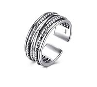 Anillo ajustable abierto de plata de ley S925, estilo punk/hip hop, joyería para uso diario.
