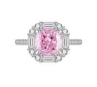 Anillo Ajustable, Anillo Solitario De Talla Cojín Para Mujer, Anillo De Compromiso O Boda Para Ella, Zafiro, Esmeralda, Amatista, Rubí, Banda De Diamantes Simulados, Joyería De Cóctel, Regalo Con