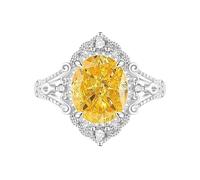 Anillo Ajustable, Brillante Anillo Ovalado Con Corte De Flor De Hielo Para Mujer, Anillo De Compromiso O Boda Para Ella, Zafiro, Esmeralda, Amatista, Rubí, Banda De Diamantes Simulados, Joyería De
