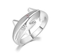 Anillo ajustable con ojo de circonita cúbica roja de tiburón, abierto para mujeres, hombres, adolescentes, niñas, niños, chapado en plata de ley, anillo punk, personalizado de moda, regalos para