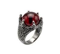 Anillo ajustable de acero inoxidable con forma de ojo de dragón rojo y escamas de garra. Anillo llamativo inspirado en criaturas góticas fantásticas. Accesorio de moda motera unisex. |LK_0085_RRJ