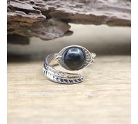 Anillo Ajustable De Piedra Naturalanillo De Cristal Ajustable, Anillo De 7 Chakras, Obsidiana Ajustable, Hojas De Plumas Abiertas, Anillo De Eternidad, Anillo De Piedras Preciosas De Energía, Regal