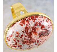 Anillo Ajustable De Piedra Naturalanillo De Cristal Ajustable Anillo De Oro Grande Ovalado Jaspe Rojo Anillo Abierto Ajustable Anillo De La Eternidad Anillo De Piedras Preciosas De Energía Encanto
