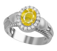 Anillo ajustable de plata con zafiro amarillo natural de calidad 14,25 Ratti A+, certificado sin calefacción, para mujeres y hombres, S-B0BX4F1HMRNAMZ