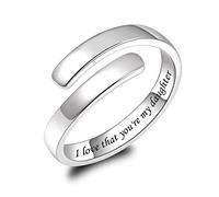 Anillo ajustable de plata de ley 925 con texto en inglés "I Love That You're My Daughter", regalo de personalidad para adolescentes, niñas y mujeres
