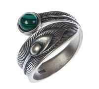 Anillo Ajustable De Plata De Ley 925 Para Mujer, Anillo Vintage De Malaquita, Anillo De Compromiso Para Boda, Banda Abierta Con Textura De Hoja, Banda Ancha Para El Pulgar, Joyería Para Mujer Y Hom