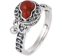 Anillo ajustable de plata de ley 925 para mujer, con mantra giratorio de seis palabras y incrustaciones de ágata roja.