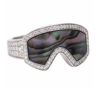 Anillo ajustable en forma de gafas de esquí - Joyas de invierno para amantes del esquí - Juego de anillos plateados para mujer, 3 2 2, Plástico, Sin piedra preciosa