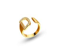 Anillo ajustable for mujer, dorado, creativo, inicial D, circonita, moda punk, ajustable, abierto, for nudillos, dedo del pie, joyería for mujeres y niñas, regalo de boda, compromiso, Día de la Madre.