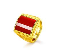 Anillo ajustable for mujer, dorado, cuadrado, con piedra de ágata roja, unisex, ajustable, abierto, for nudillos, dedo del pie, joyería for mujeres y niñas, regalo de boda, compromiso, Día de la Madre