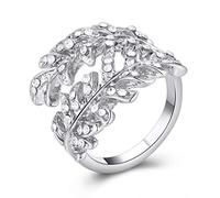 Anillo ajustable for mujer, plata con doble hoja y circonita incrustada, abalorio de moda, anillo ajustable for nudillos abiertos, anillo for dedo del pie, joyería for mujeres y niñas, regalo de boda,