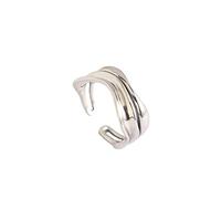 Anillo ajustable for mujer, plata de ley S925, retro, doble capa, superficie abultada, minimalista, ajustable, for nudillos, dedos, dedos del pie, joyería for mujeres y niñas, regalo de boda, Día de l