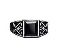 Anillo ajustable para hombre de cobre con circonita negra, joyería punk con tótem