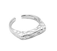 Anillo ajustable para mujeres, anillo plateado de plata de ssterling para mujeres largas geométricas cóncavas cóncavas convexa unisex punk abierta abierta anillo de nudillo anillo de la junta del dedo