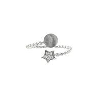 Anillo ajustable para mujeres, anillo s para mujeres vintage twist star incrustado circonía de luna redonda de luna abierta cola de nudillo abierto joyería de la articulación del dedo para dama