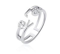 Anillo ajustable para mujeres, plata creative creative hueco letras amor ambonia encanto ajustable nudillo abierta cola anillo de la cola del dedo del dedo del dedo del dedo del pie para mujeres del