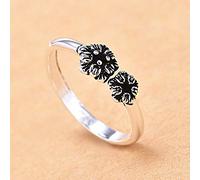 Anillo ajustable para mujeres, plateado vintage encanto de doble flor angustiada abierta abierta cola de nudillo de nudillo con el dedo del dedo del dedo del pie joyería para mujeres del regalo de la