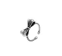 Anillo ajustable para mujeres, s sterling plateilver anillo para mujeres retro angustiado bownot lindo ajuste de nudillo abierto anillo anillo de la junta del dedo para las chicas del día de la boda