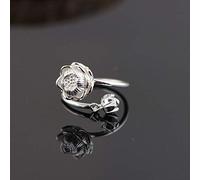 Anillo ajustable para mujeres, s sterling plateilver retro lotus nación flores de flores ajustable nudillo de nudillo anillo anillo de dedo del dedo del dedo del dedo del dedo del pie para mujeres del