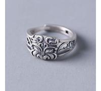 Anillo ajustable para mujeres, s sterling plateilver retro nación glotón de estilo chino nudillo abierta aturdiente anillo anillo de la punta del dedo del dedo del dedo del pie del dedo para mujeres