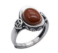 Anillo ajustable para mujeres, ssterling plate silver vintage lingote moneda incrustada ovalada del sur rojo ágata abierta abierta nudillo de nudillo anillo de la altura del dedo del dedo del pie del