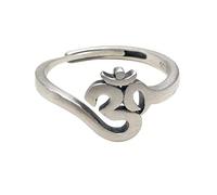 Anillo ajustable para mujeres, ssterling plate silver vintage sutra carácter étnico atajoso nudillo abierto cola anillo de la cola del dedo del dedo del dedo del pie del dedo del pie para mujeres