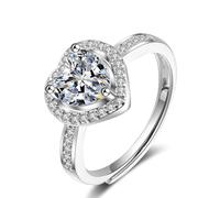 Anillo Alianza Mujer Anillo Mujer Solitario Oro Blanco Plata 14 quilates Moissanite Corazón con Piedra Preciosa Talla Hermana para damas Cóctel Joyería, 56.5, Oro blanco de 14 quilates, Moissanita