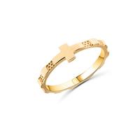 Anillo alianza religioso rosario hombre mujer de plata de ley 925 chapado en oro 18 quilates -, Plata de ley