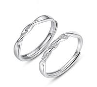 Anillo Alliance Plata 925 Mujer, Anillo de boda Plata Cinta de Möbius Ajustable Regalo Cumpleaños Hombre, Ajustable, Plata 925/1000, No Gemstone