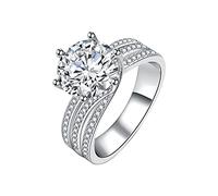 Anillo ancho para mujer de plata Moissanite Anillos de compromiso en forma de anillo para mujer, Moissanite Twisted Anillos de Compromiso Aniversario de Boda Anillos de Promesa para novia, talla única