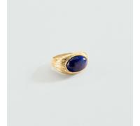 Anillo Ancho Petra - Lapis / Oro - Lapislázuli - Aleación metal con baño de oro 750/1000 - Talla : 54 - Agatha Paris