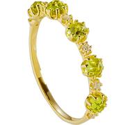 anillo, Anillos de oro 9 quilates for mujer, anillos boda finos 6 puntas con peridoto redondo y moissanita