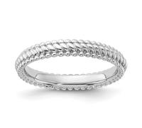 Anillo apilable de plata de ley 925 con rodio para mujer, US 10 | EU 62.5 | DE 20 | JP 20 | UK T 1/2, Metal Plata metal Rodio Plata, Sin piedras preciosas