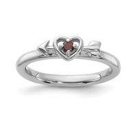 Anillo apilable de plata de ley 925 de 2,5 mm, chapado en rodio, granate con flecha, regalo de joyería para mamá, US 9 | EU 60 | DE 19 | JP 18 | UK R 3/4, Piedra preciosa. Metal Granate Piedra