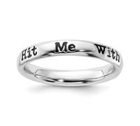 Anillo apilable de plata de ley 925 pulida de 3,25 mm, con letra de Hit Me With Your Best, para mujer, US 6 | EU 52.75 | DE 16.5 | JP 12 | UK M, Metal Plata Plata de ley, Sin piedras preciosas