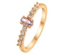 Anillo apilable ovalado con diamantes principales, hecho de cobre puro. Un anillo diario versátil y elegante para todas las ocasiones. Un gran regalo para mujeres