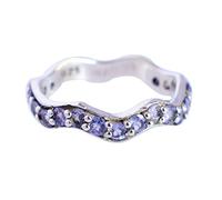 Anillo Apilable Plata de Ley 925 Banda de Eternidad para Mujer Tanzanita Piedra Natal de Diciembre Banda de Boda Anillos de Aniversario Colección de Joyas de Primavera, X 1/2, Piedra preciosa