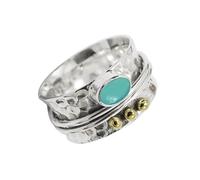 Anillo bañado plata una Calcedonia aguamarina por T1068CE7_53 (16.9)