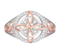 Anillo bicolor de protección de nudo de bruja, anillo de nudo de brujería de circonita cúbica para mujer, cómoda joyería de cobre para uso diario y fiesta, regalo ideal de cumpleaños y día de la madre