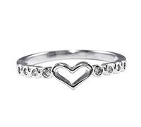 Anillo calado con corazón de amor, joyería de diamantes en forma de corazón para mujer, elegante y romántica joyería de boda