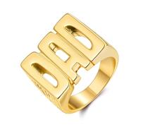 Anillo chapado en oro "Best Dad Ever" - lados de corteza dorada, tamaño 10, 22 g - El mejor tributo a papá, Latón, Sin piedras preciosas