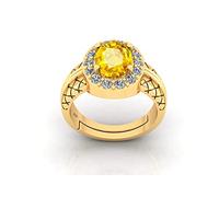Anillo chapado en oro con zafiro amarillo natural Pukhraj de calidad A+ de 11,00 quilates sin calefacción, certificado sin calefacción, para mujeres y hombres, S-B0BX4DD1MRNAMZ