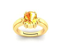 Anillo chapado en oro con zafiro amarillo natural Pukhraj de calidad A+ de 9,00 ratti de 8,00 quilates sin calefacción, para mujeres y hombres (certificado de laboratorio) | 555_New_Jsprime39